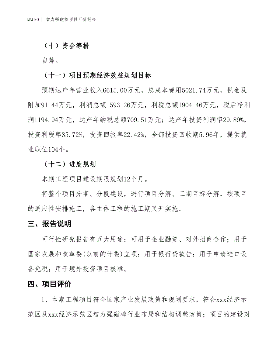 智力强磁棒项目可研报告_第4页