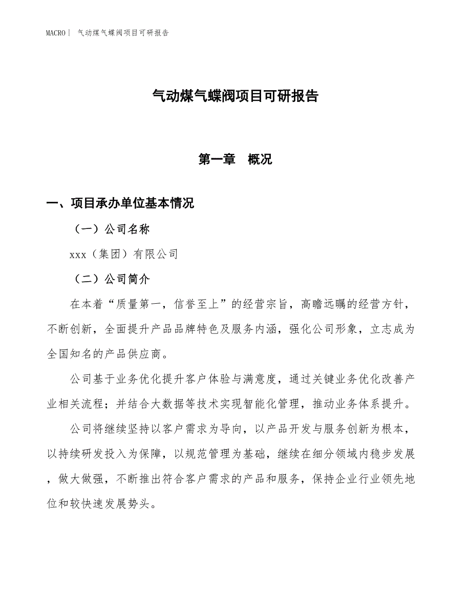 气动煤气蝶阀项目可研报告_第1页