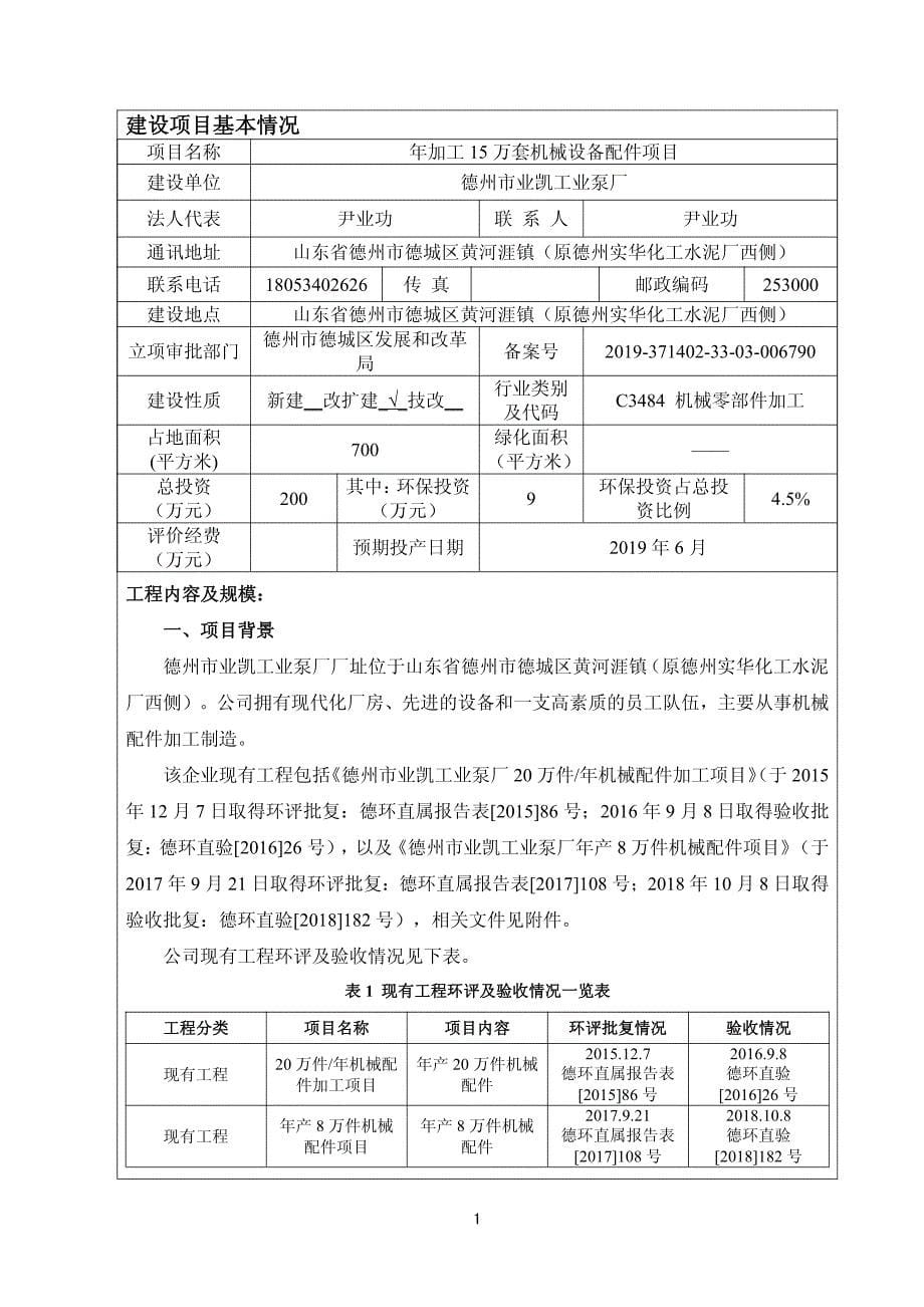 年加工15万套机械设备配件项目环境影响报告表_第5页