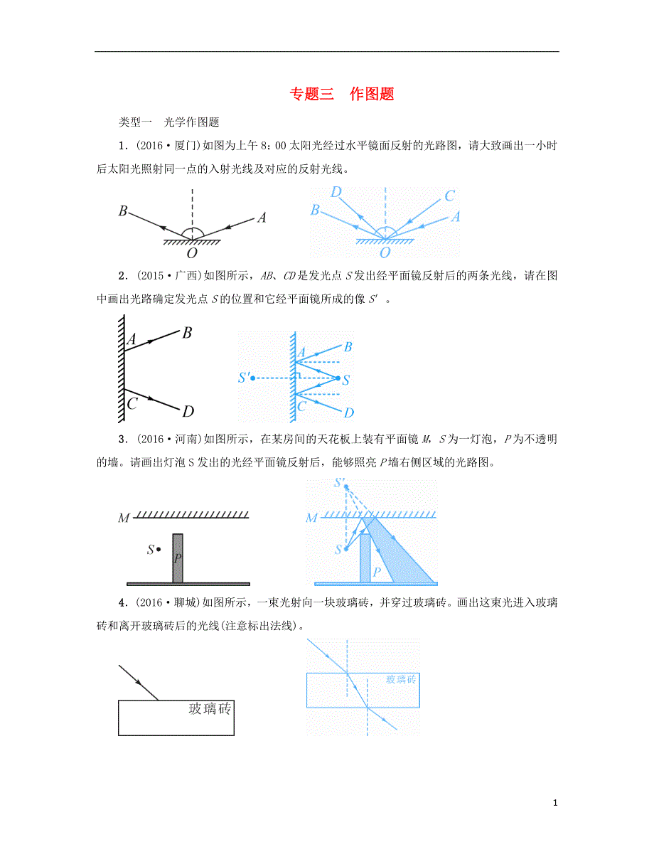 中考物理总复习 专题三 作图题试题1_第1页