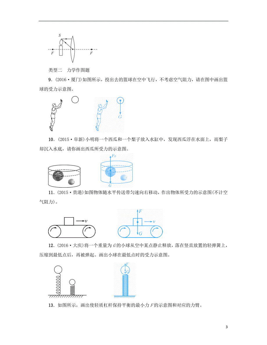 中考物理总复习 专题三 作图题试题1_第3页