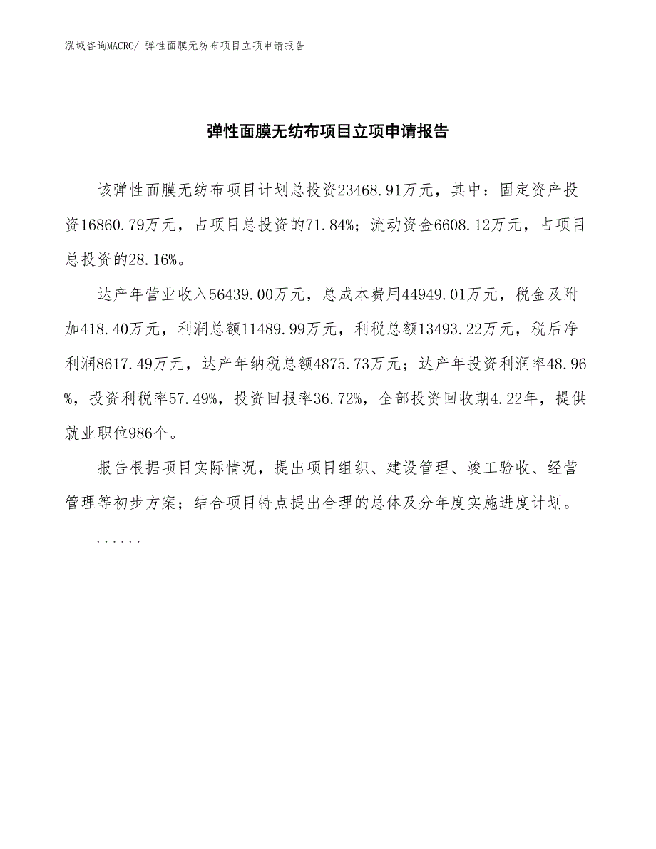 弹性面膜无纺布项目立项申请报告(总投资23468.91万元)_第2页