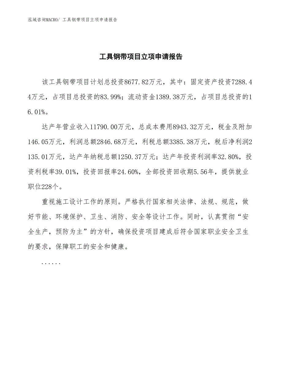 工具钢带项目立项申请报告(总投资8677.82万元)_第2页