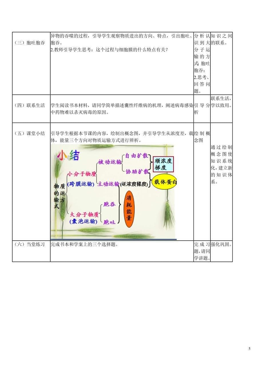 高中生物 第4章 细胞的物质输入和输出 第三节 物质跨膜运输的方式教学设计 新人教版必修11_第5页