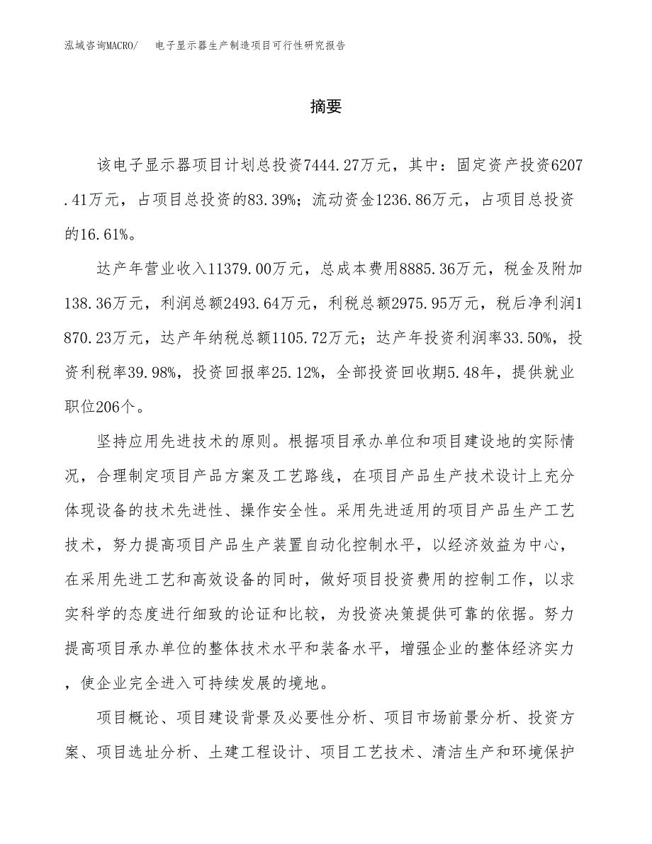 电子显示器生产制造项目可行性研究报告_第2页