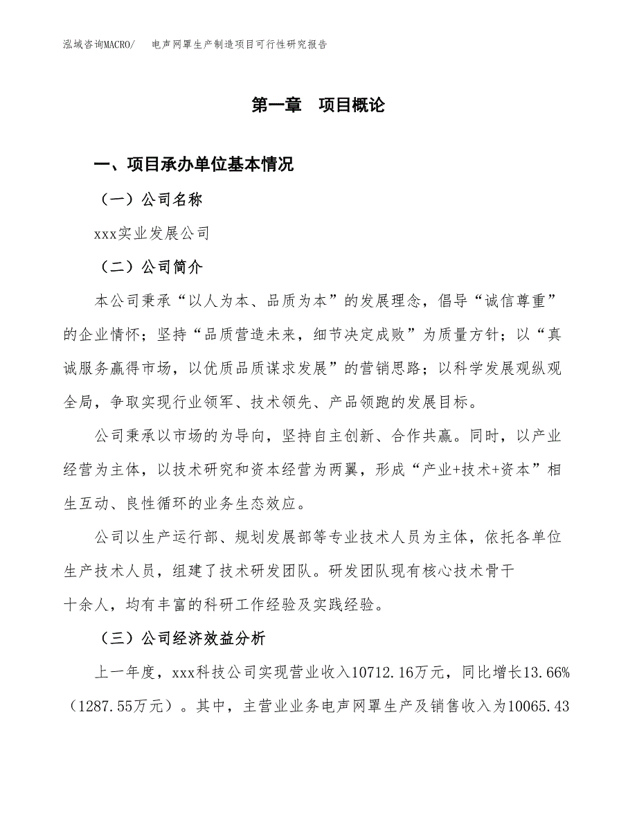 电声网罩生产制造项目可行性研究报告_第4页