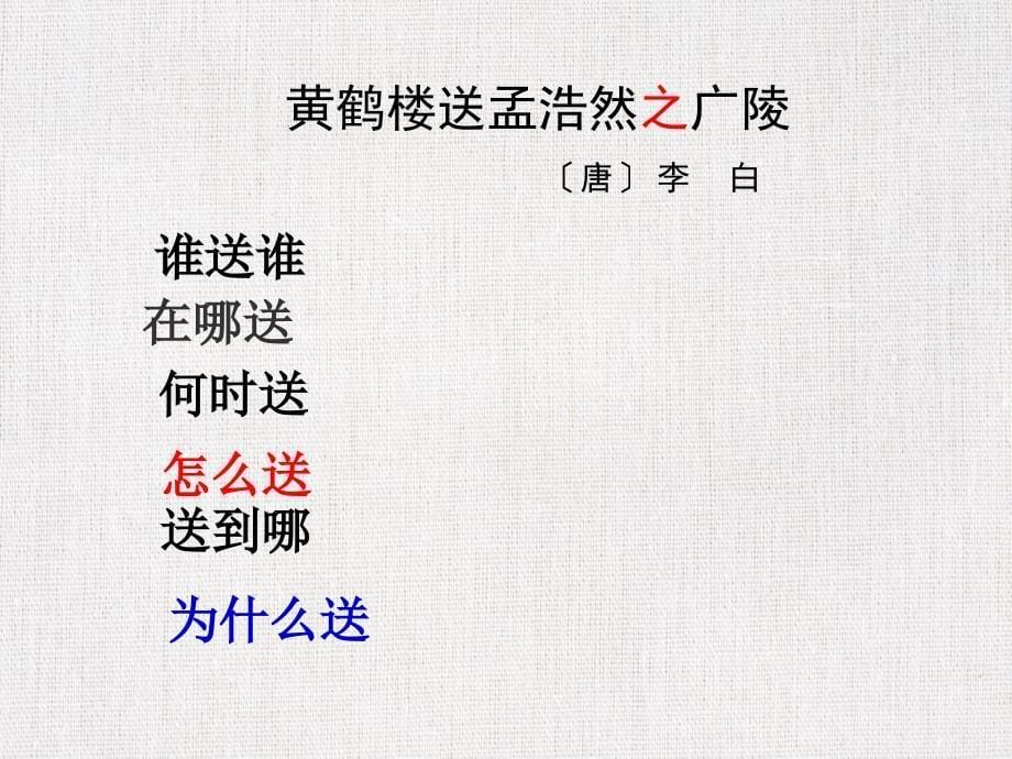 中小学语文公开课优质课件精选1——《黄鹤楼送孟浩然之广陵》_第5页