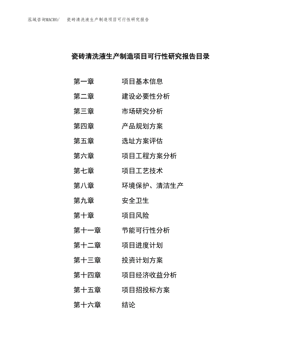 瓷砖清洗液生产制造项目可行性研究报告_第3页