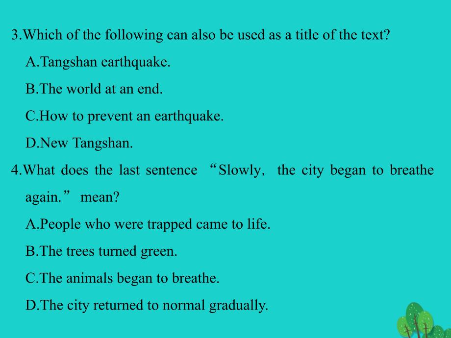 高中英语 Unit 4 EarthquakesPeriod One课件 新人教版必修1_第4页