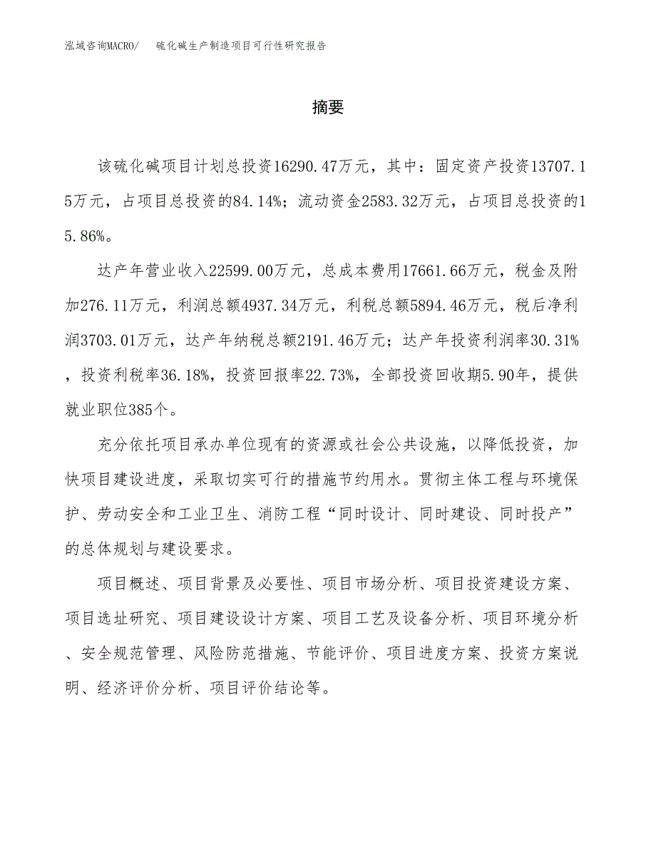 硫化碱生产制造项目可行性研究报告_第2页