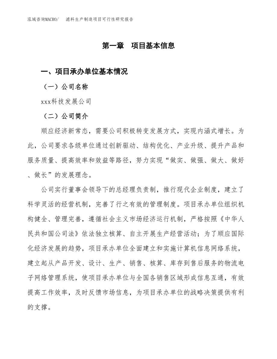 滤料生产制造项目可行性研究报告_第5页