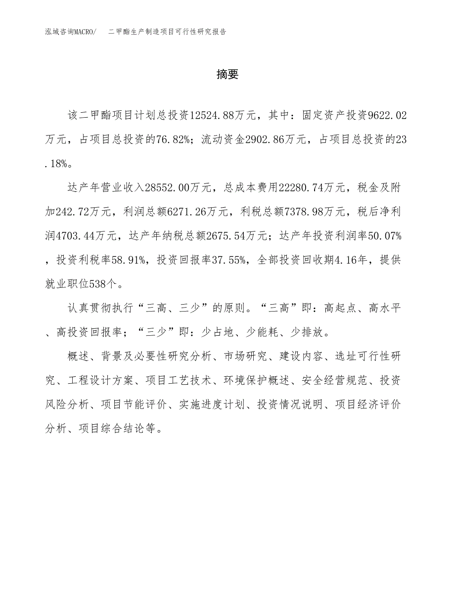 二甲酯生产制造项目可行性研究报告_第2页