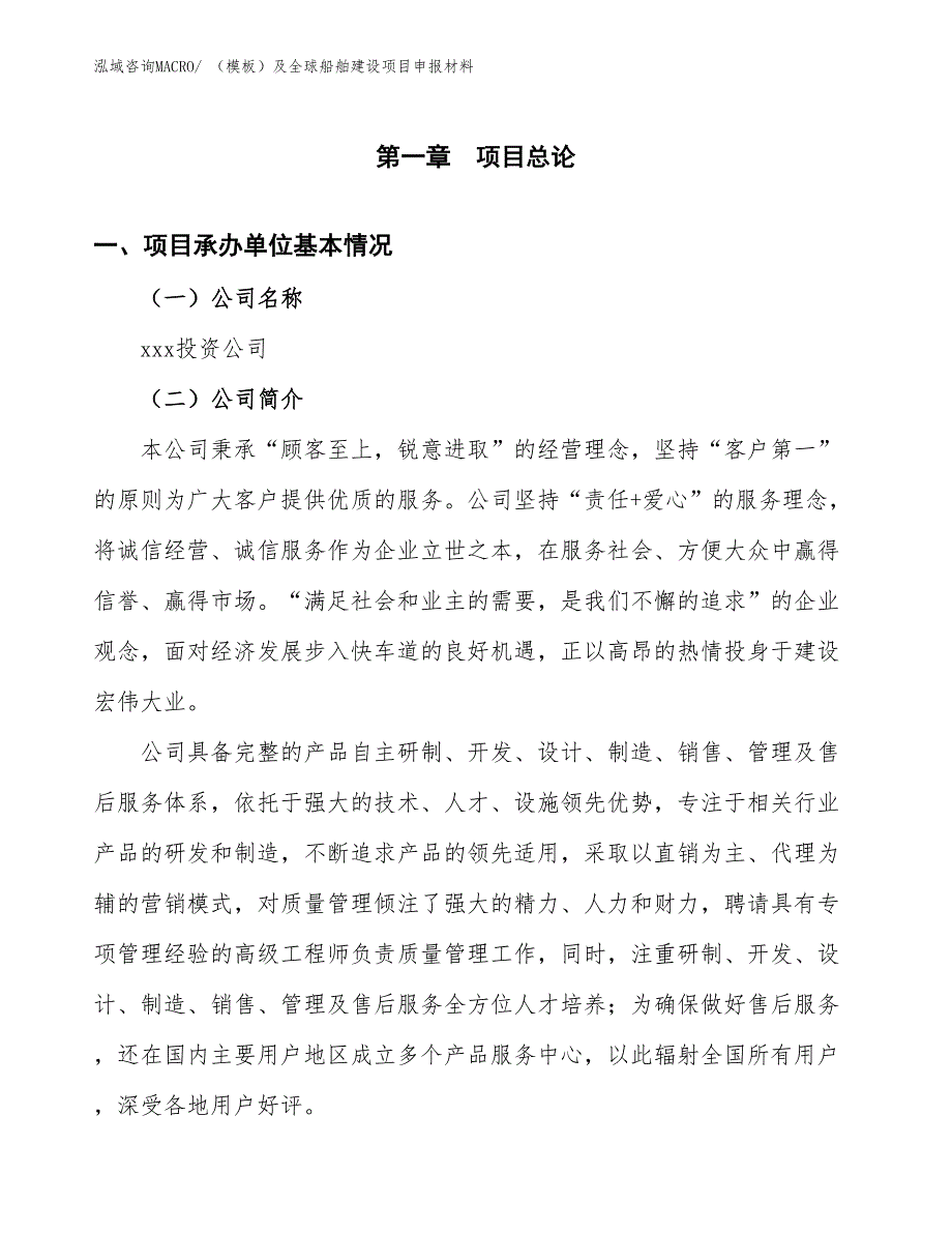 （模板）及全球船舶建设项目申报材料_第4页