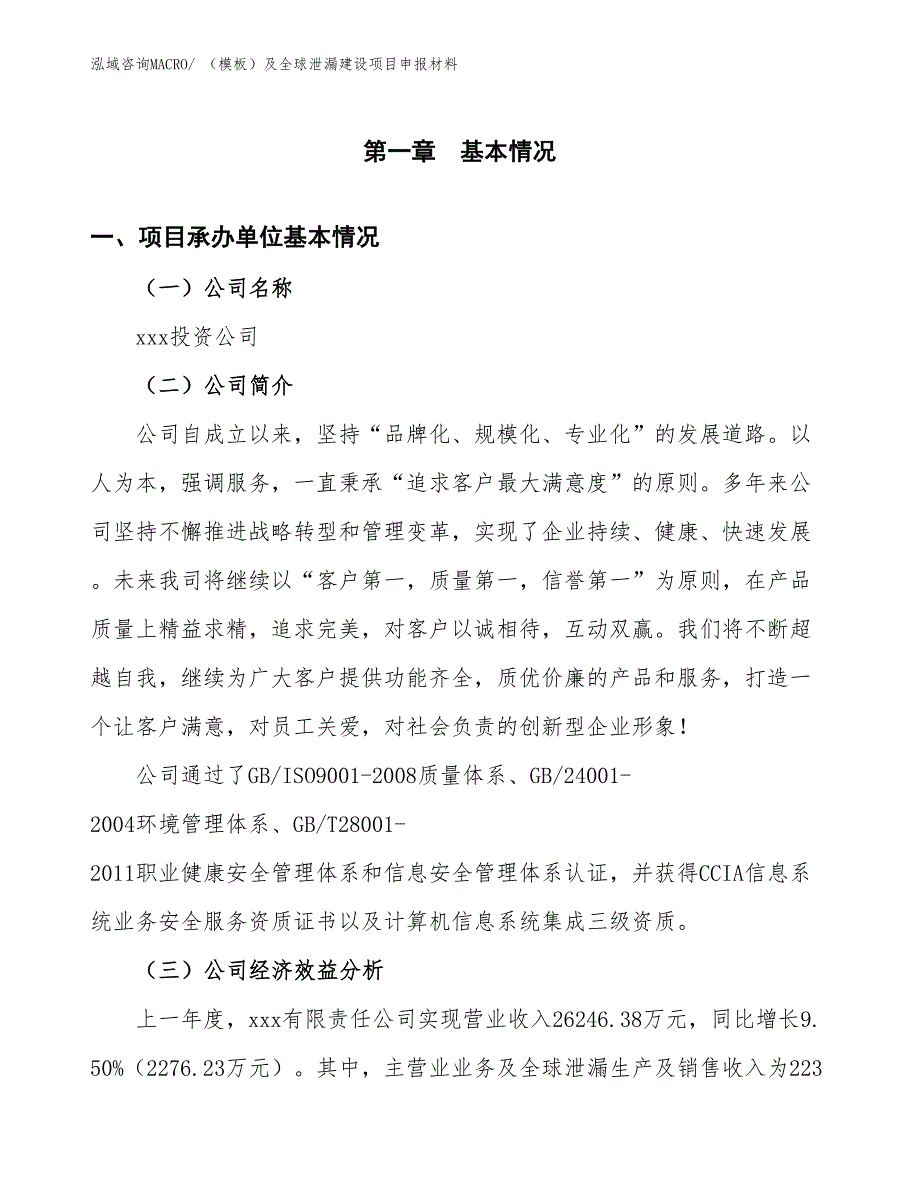 （模板）及全球泄漏建设项目申报材料_第4页