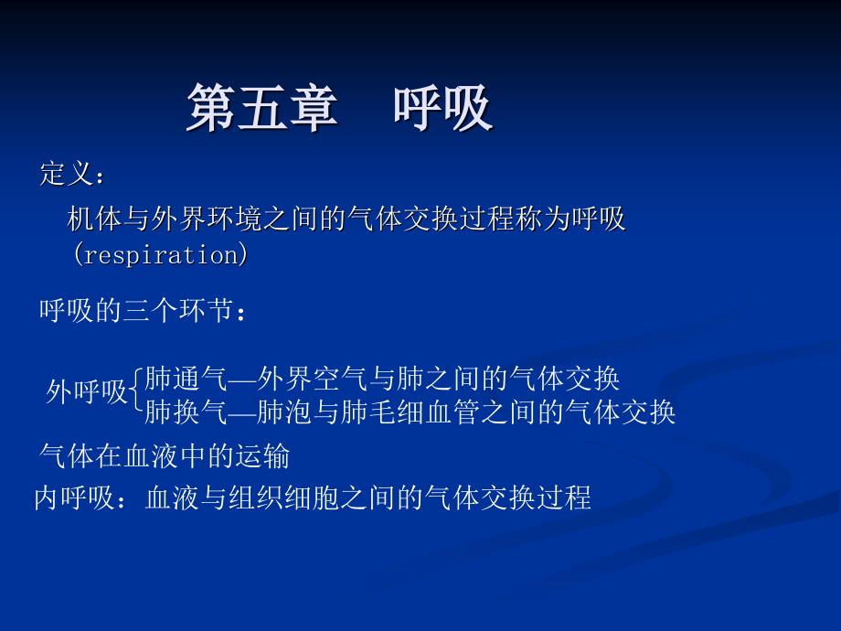 机体与外界环境之间的气体交换过程称为呼吸(respirati...(精)_第1页