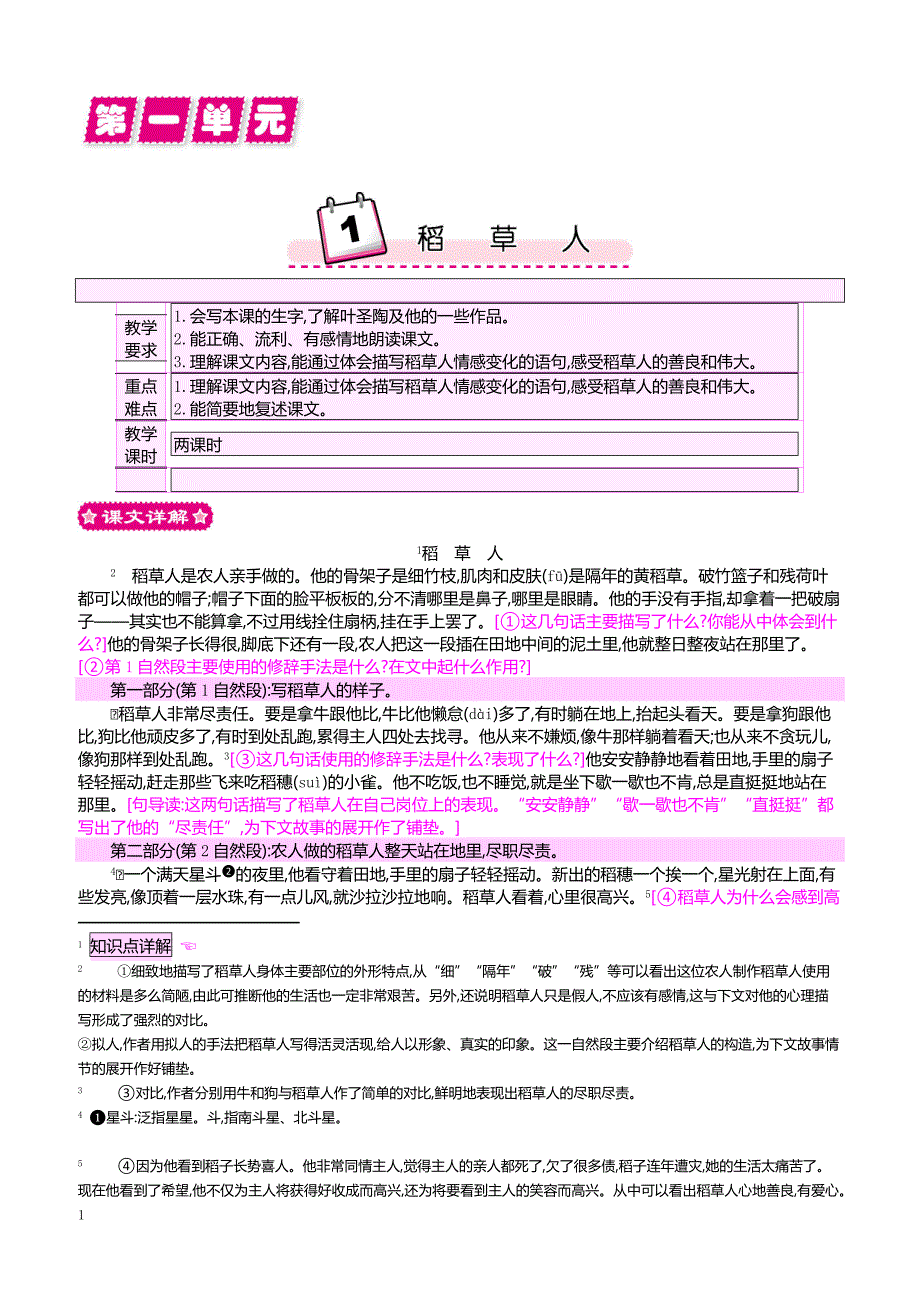 最新小学语文版S版六年级语文上册 1 稻草人_第1页