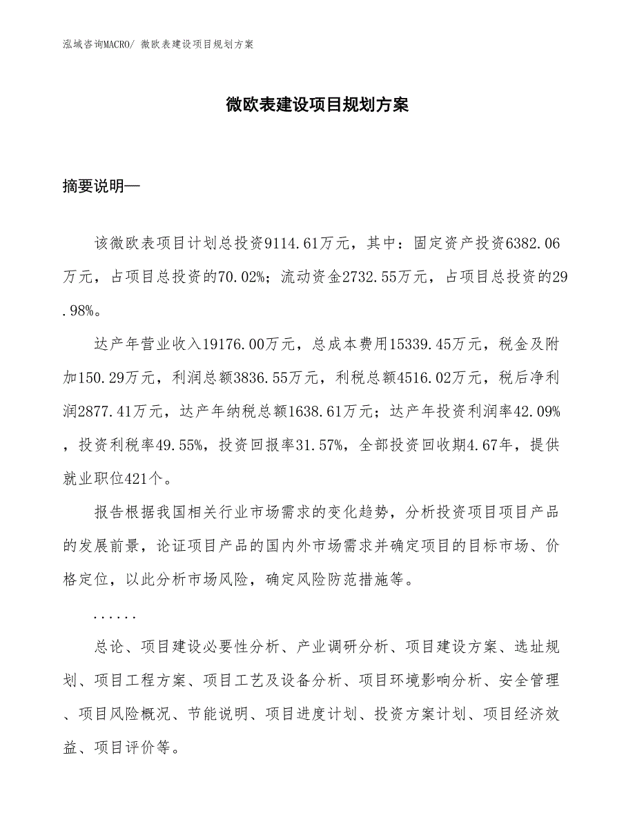 微欧表建设项目规划方案_第1页