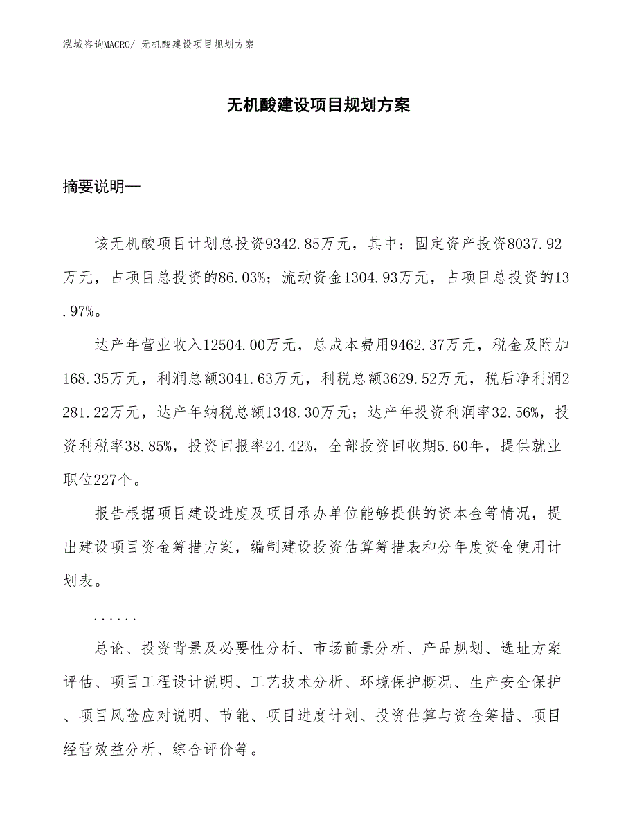 无机酸建设项目规划方案_第1页