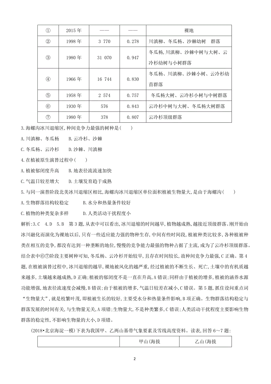 2019版高考地理二轮总复习专题五地理环境整体性和差异性规律限时训练（含答案）_第2页