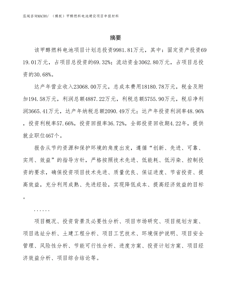 （模板）甲醇燃料电池建设项目申报材料_第2页