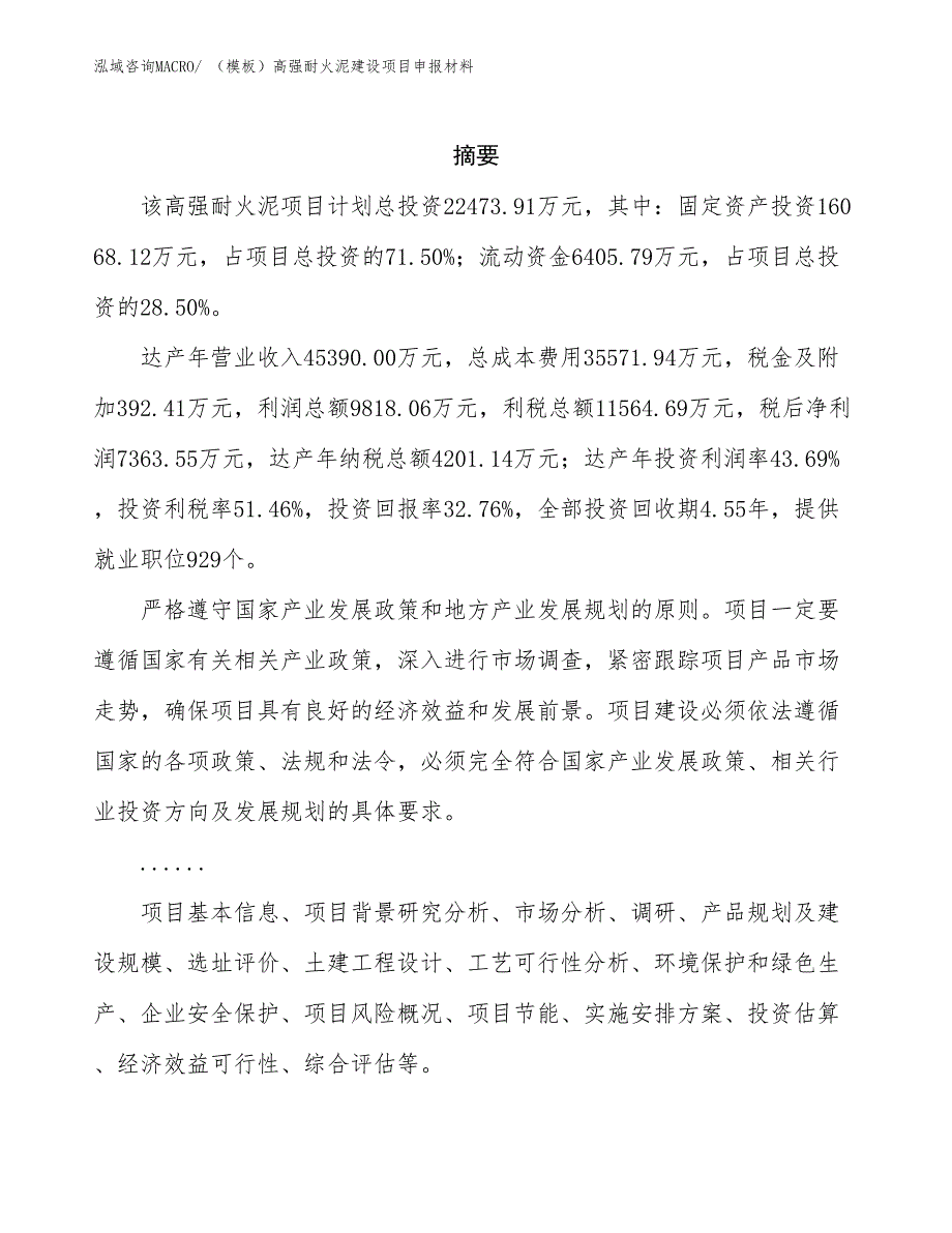 （模板）高强耐火泥建设项目申报材料_第2页