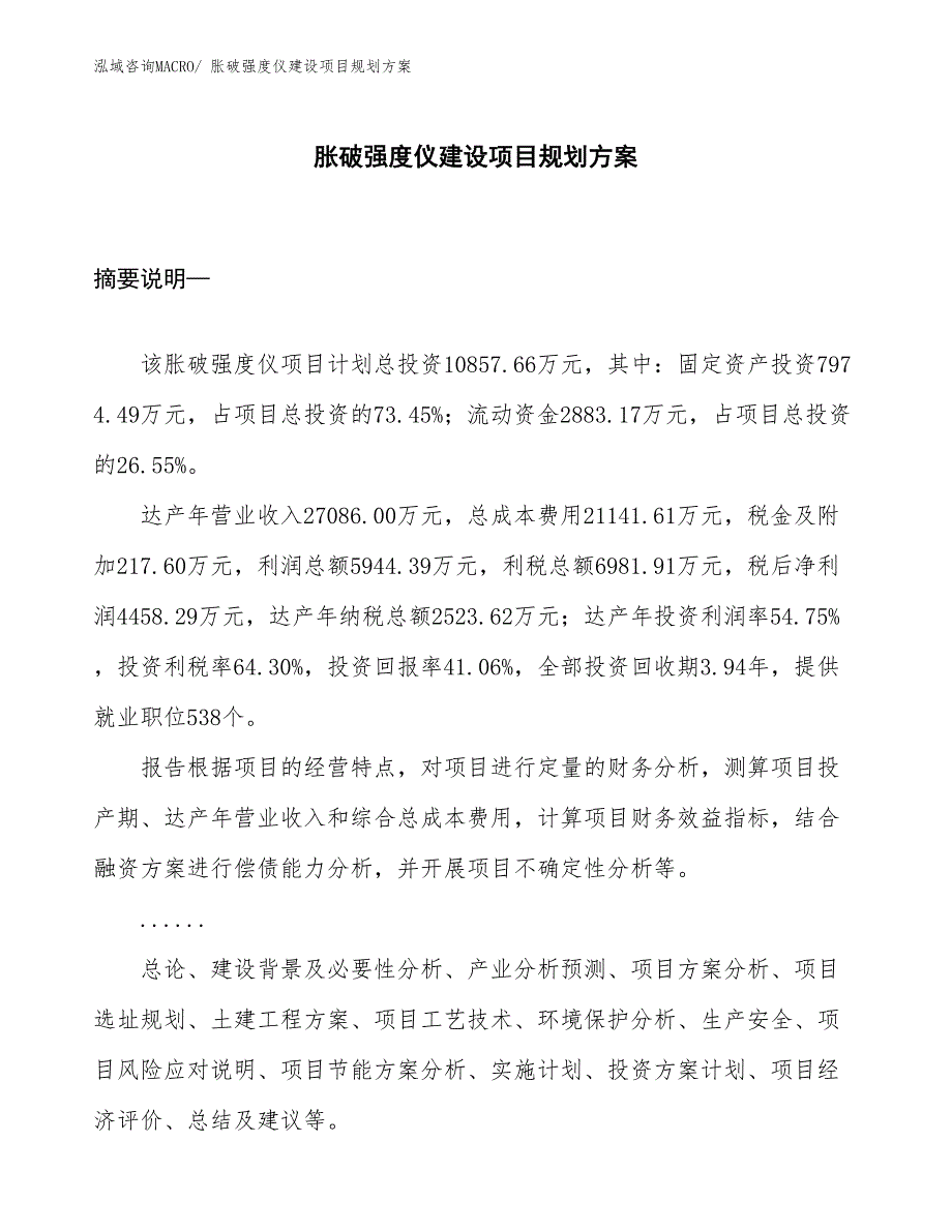 胀破强度仪建设项目规划方案_第1页