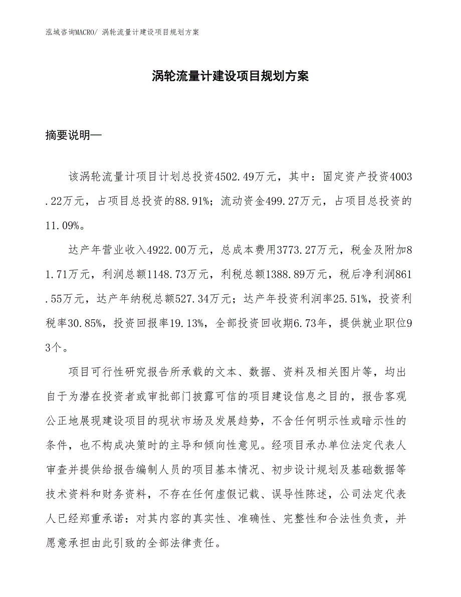 涡轮流量计建设项目规划方案_第1页