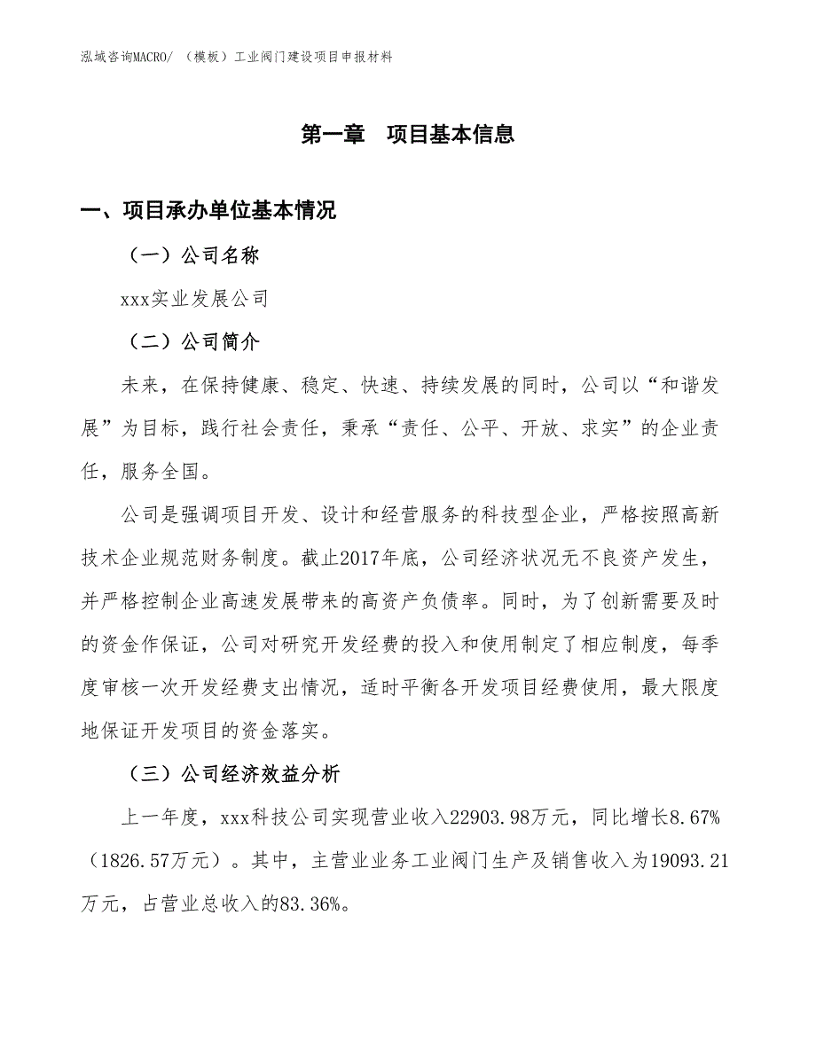 （模板）工业阀门建设项目申报材料_第4页