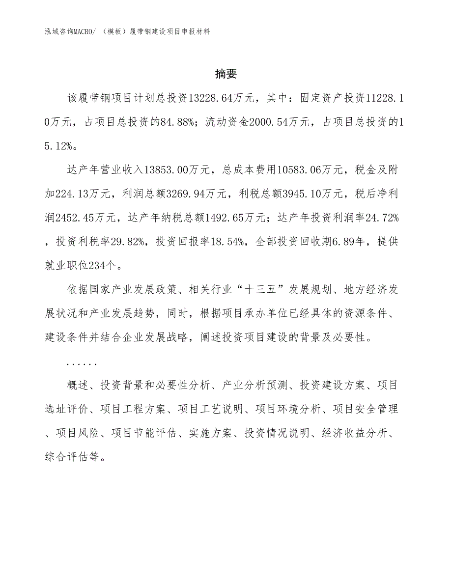 （模板）履带钢建设项目申报材料_第2页