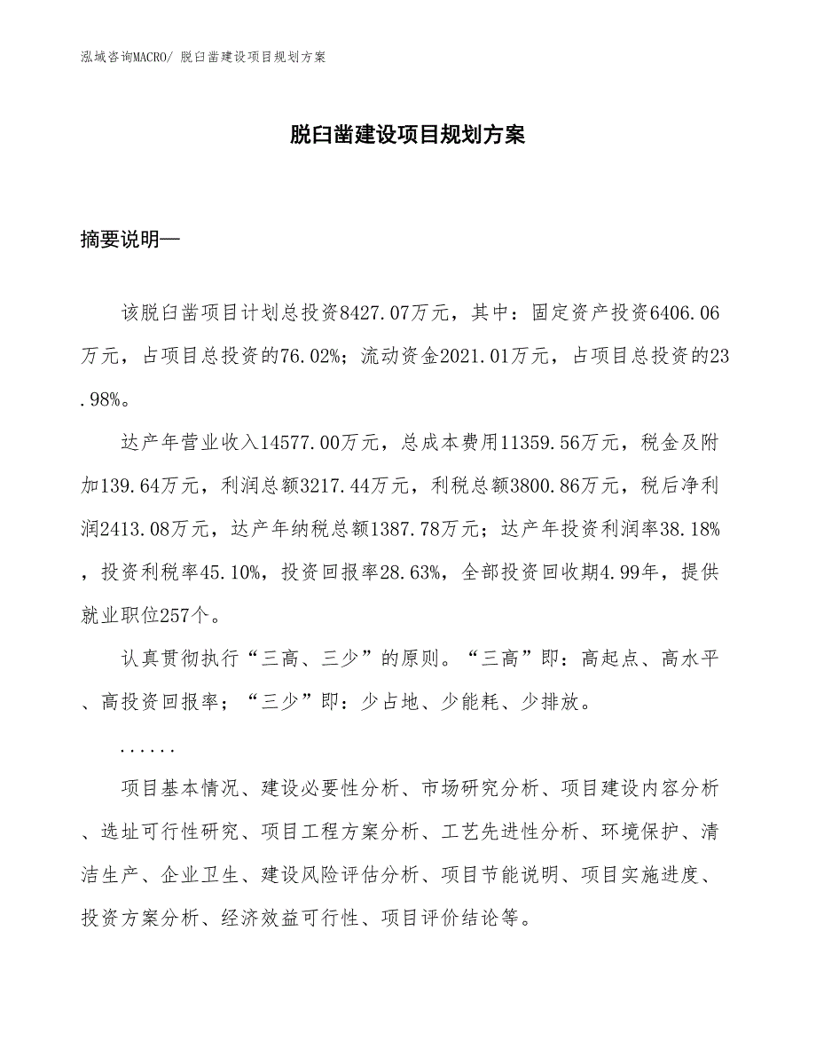 脱臼凿建设项目规划方案_第1页