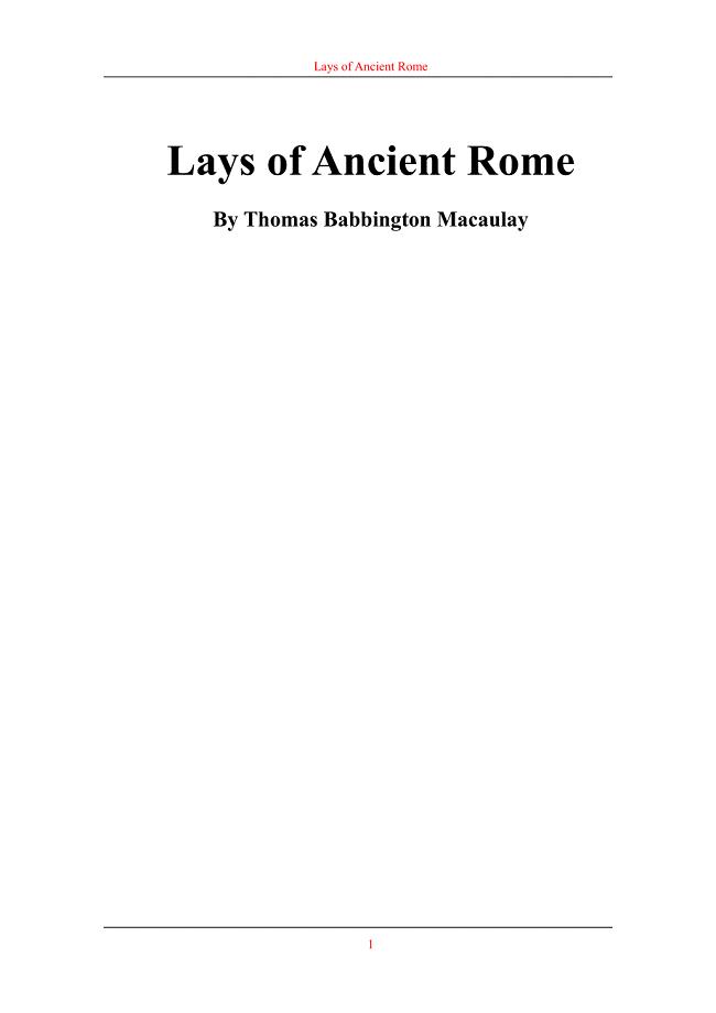 英语阅读资料-古罗马方位Lays_of_Ancient_Rome