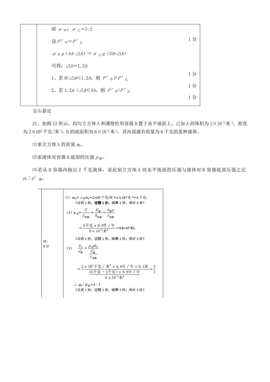 上海市2018年中考物理二模汇编_压强压轴计算（有答案）_第5页