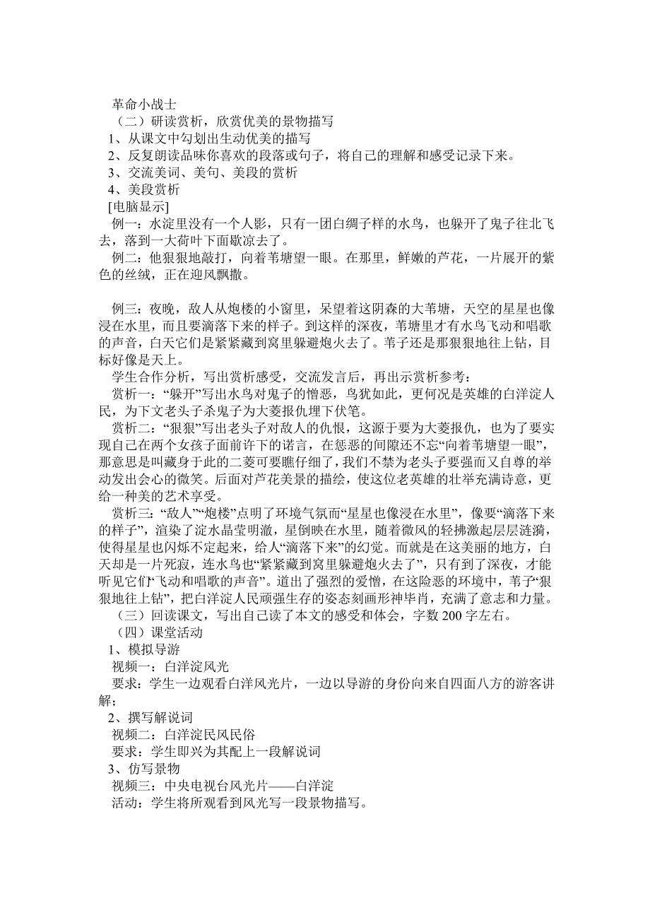 人教八年级语文《芦花荡》教学设计1_第4页