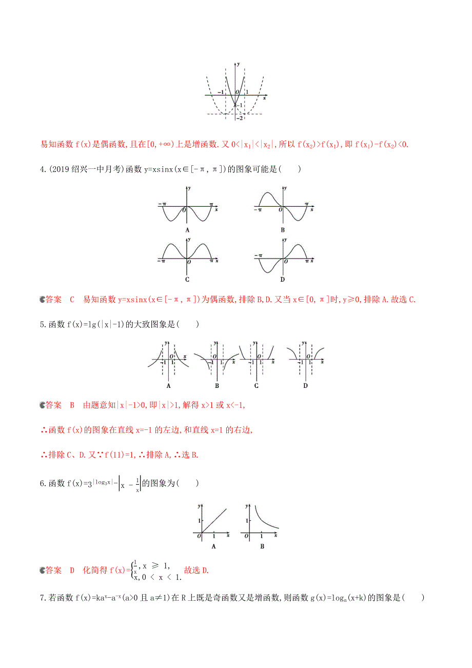 浙江专用2020版高考数学大一轮复习课时92.7函数图象夯基提能作业（含答案）_第2页