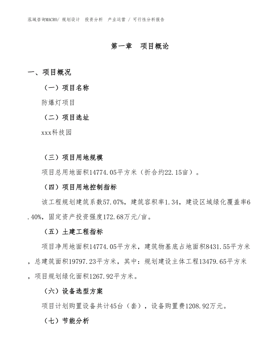 防爆灯项目可行性分析报告_第1页