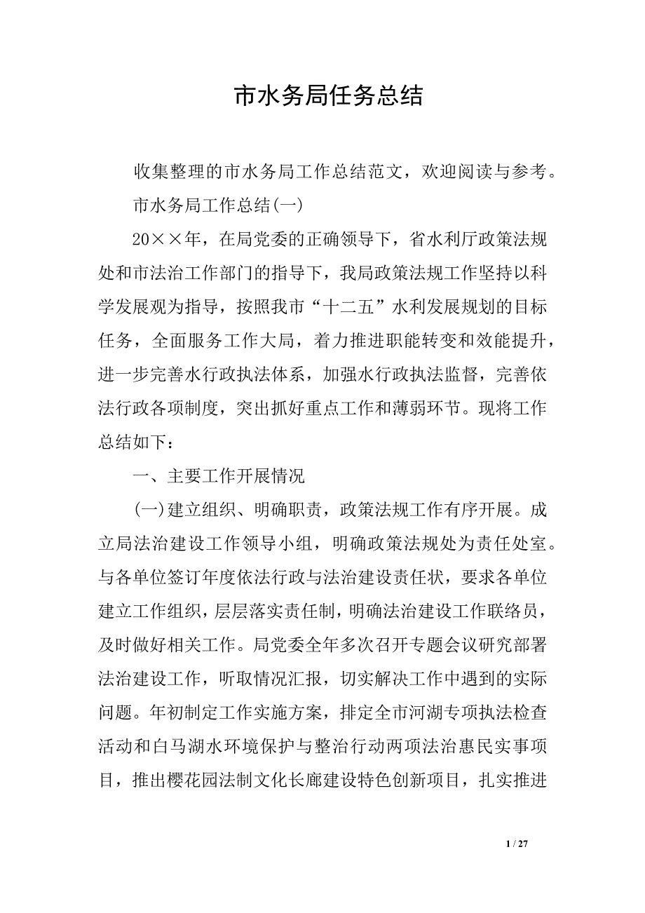 市水务局任务总结_第1页