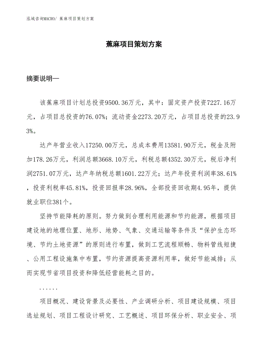 蕉麻项目策划方案_第1页