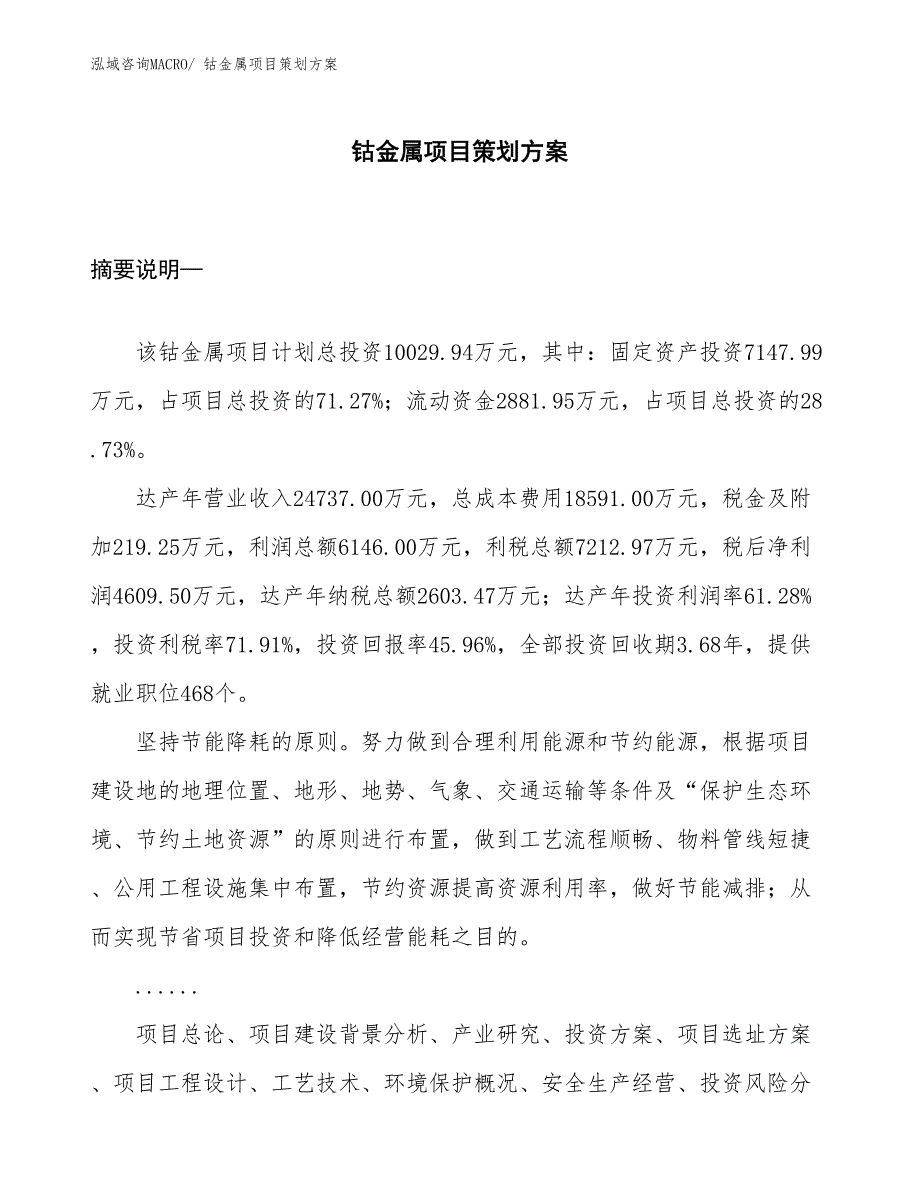 钴金属项目策划方案_第1页