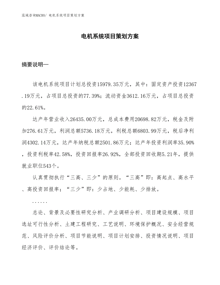 电机系统项目策划方案_第1页