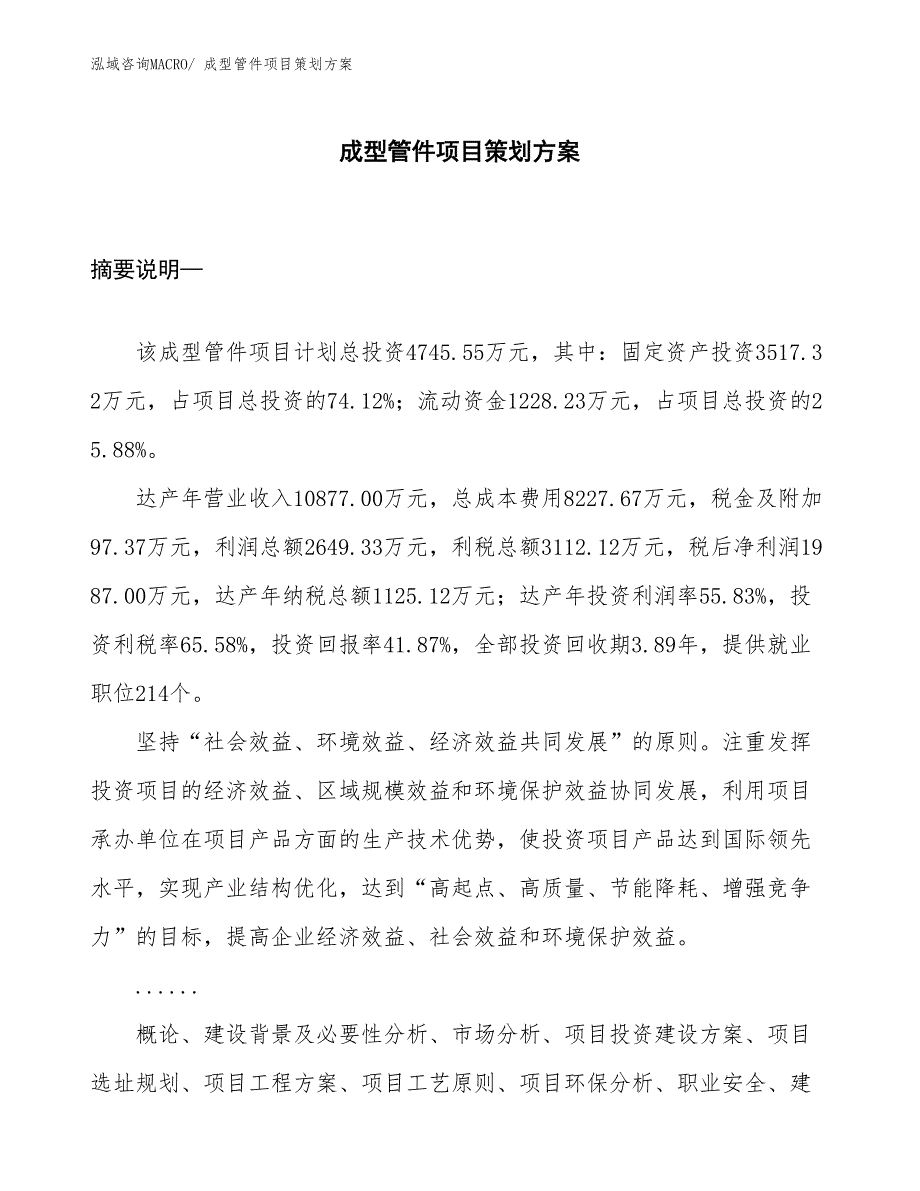 成型管件项目策划方案_第1页