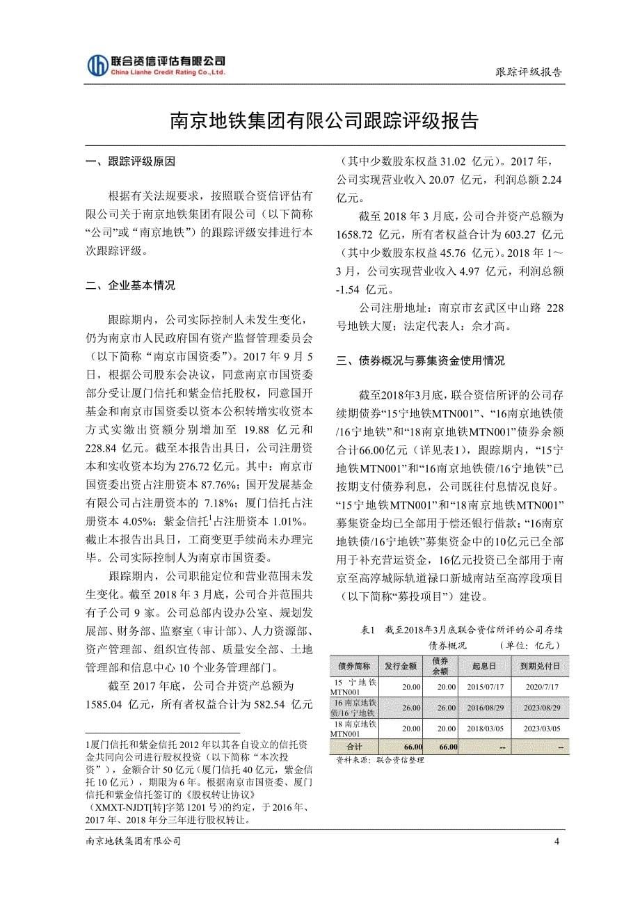 南京地铁集团有限公司信用评级报告_第5页