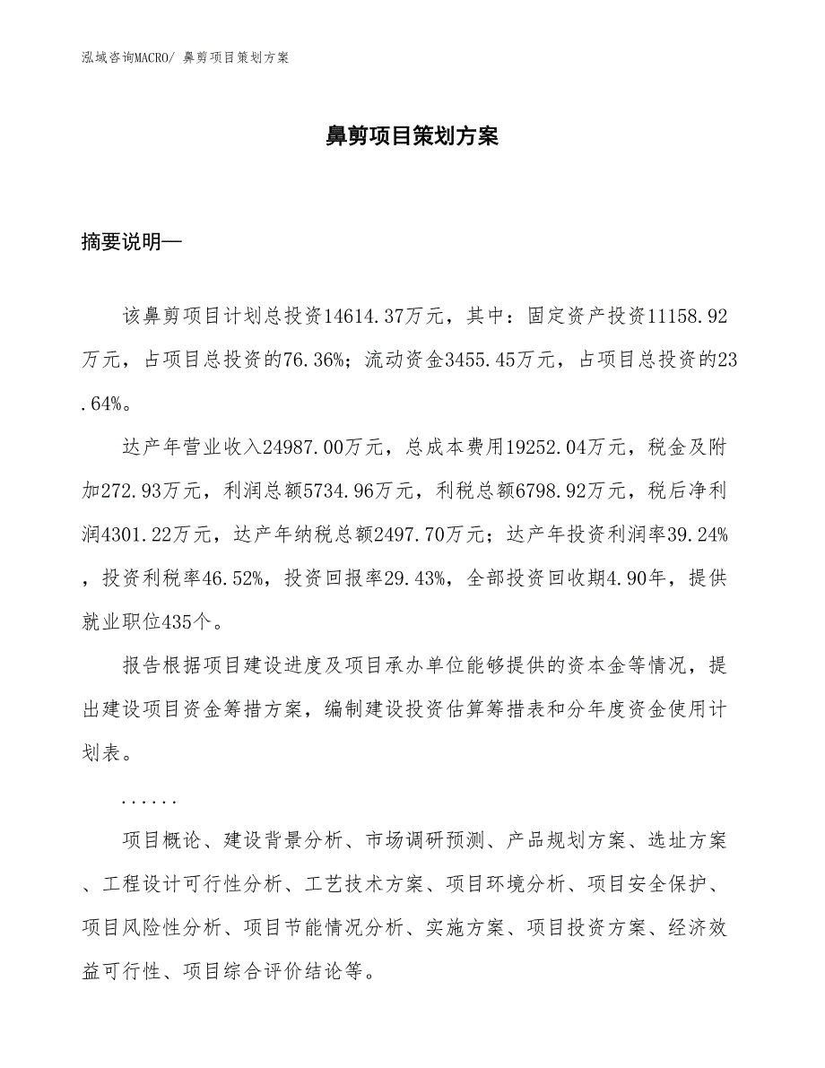 鼻剪项目策划方案_第1页