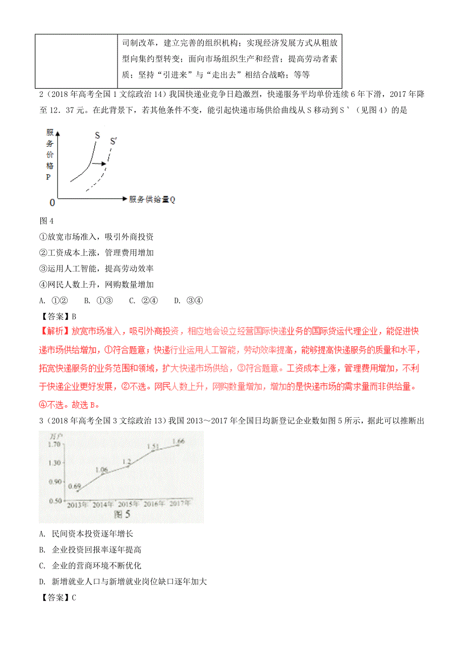 三年高考2016_2018高考政治试题分项版解析必修1专题02生产劳动与经营有解析_第2页