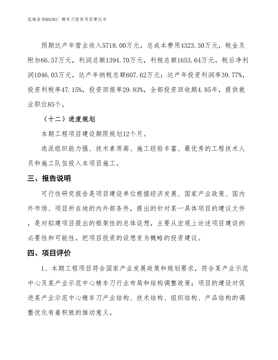 （招商引资）精车刀投资项目建议书_第4页