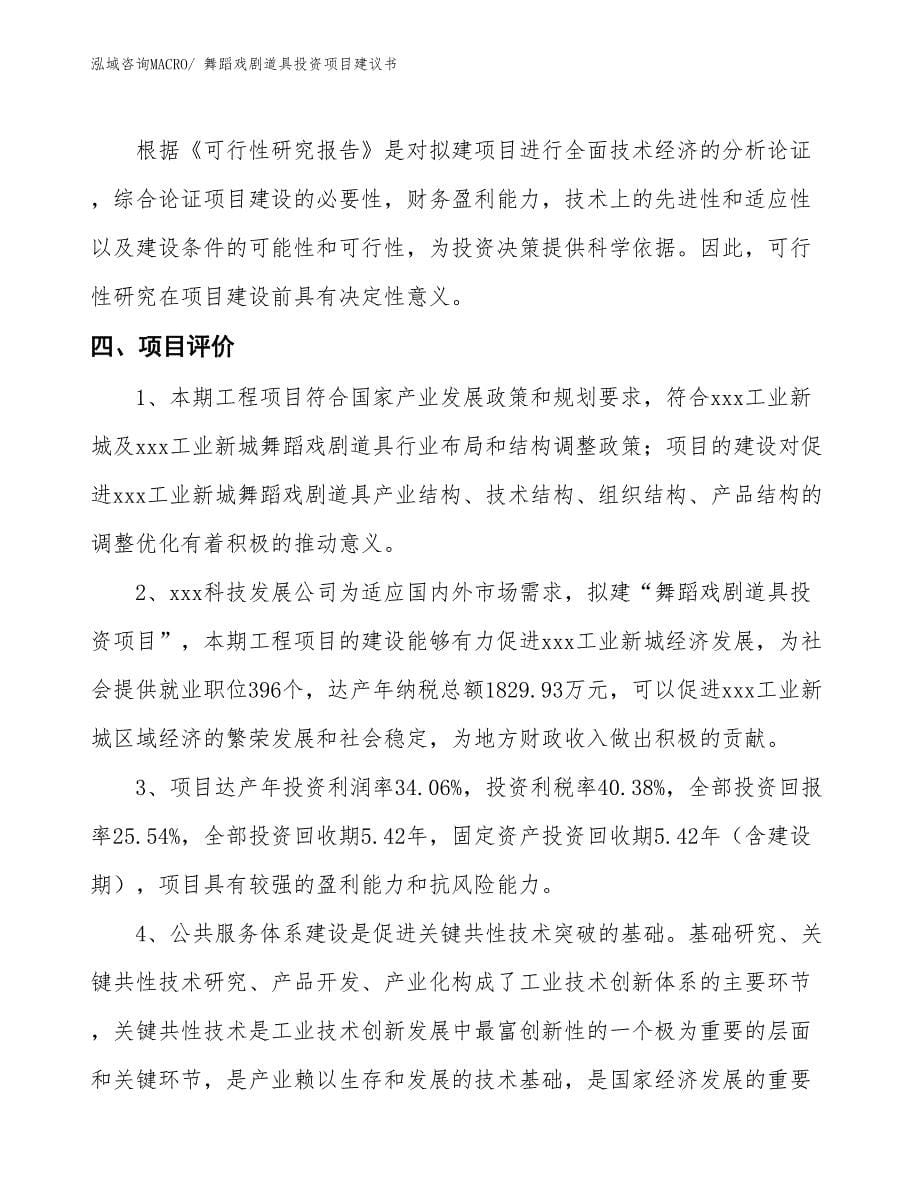 （招商引资）舞蹈戏剧道具投资项目建议书_第5页