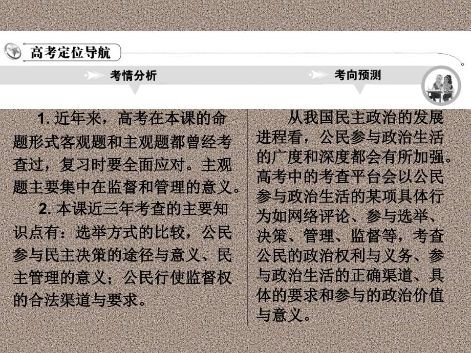 2012学案与评测政治人教版幻灯片必修2第1单元公民的政治生活第2课我国公民的政治参与_第2页