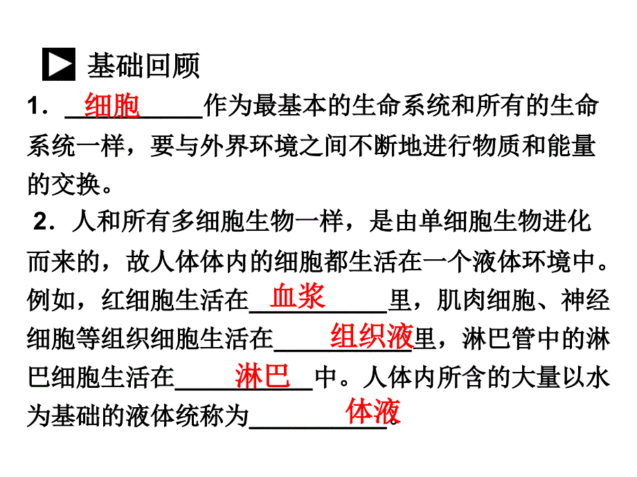 2011高三生物复习幻灯片：第一、二章-考点一-人体内环境与稳态_第3页