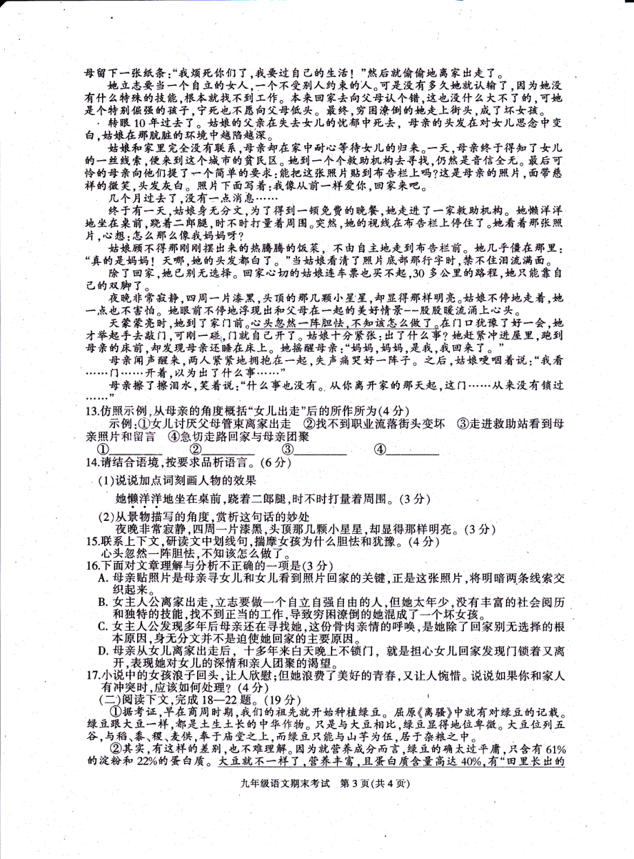 重庆市梁平区2018届九年级语文上学期期末试题（pdf，无答案） 新人教版.pdf_第3页