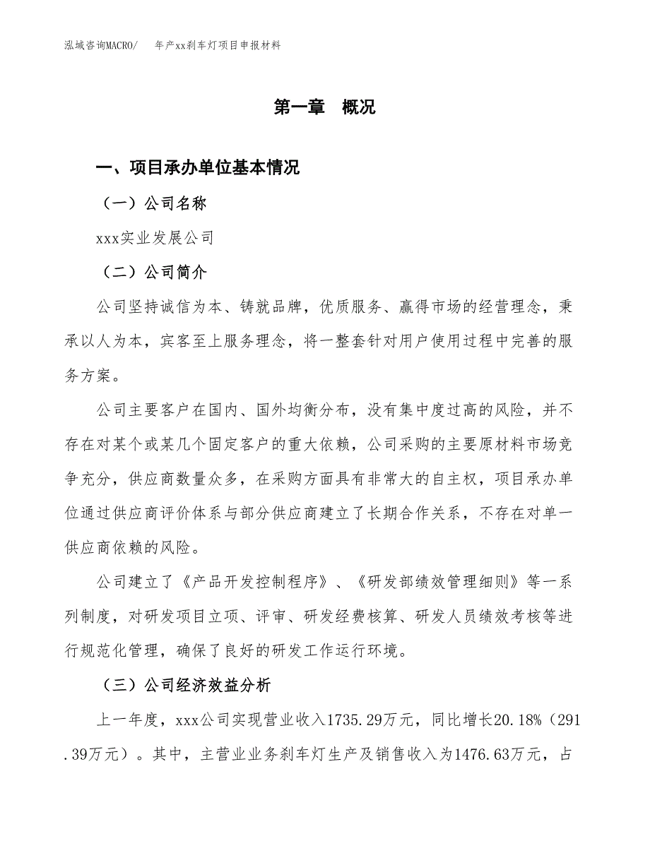 年产xx刹车灯项目申报材料_第4页