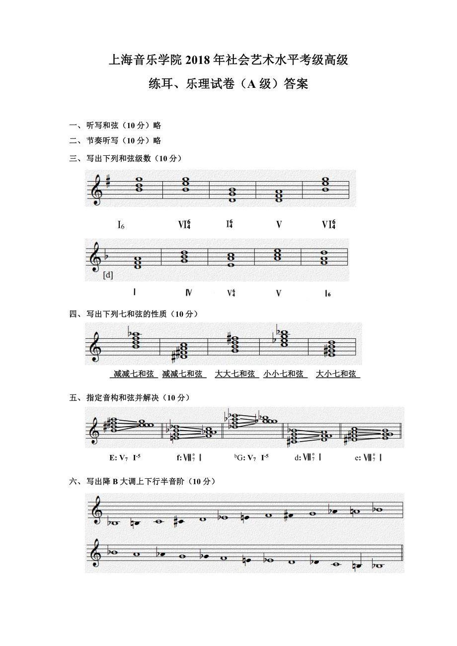 上海音乐学院2018年乐理考试A级(高级)试题【答案】.pdf_第1页